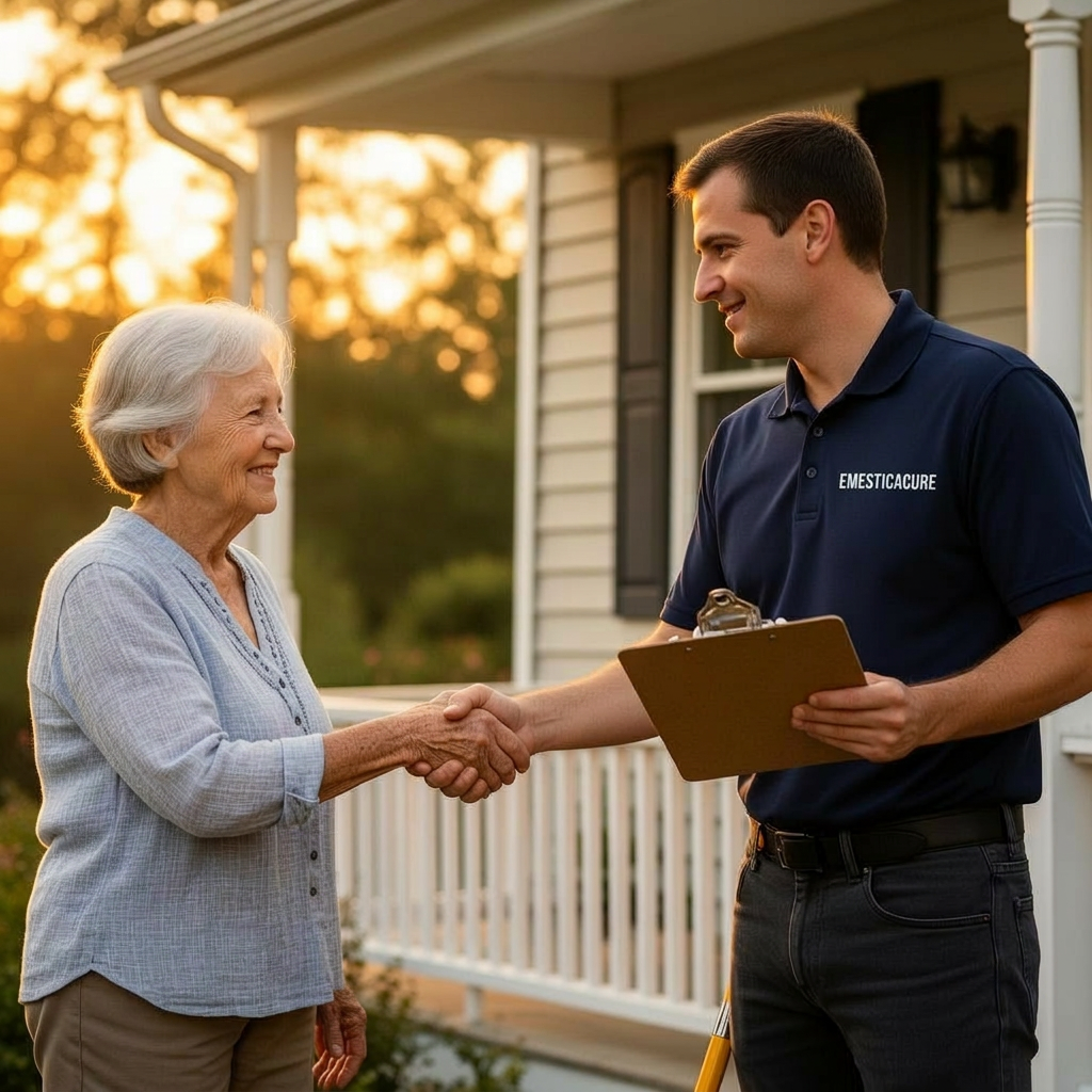 Project manager meeting with a Metro Atlanta & Georgia homeowner after restoration