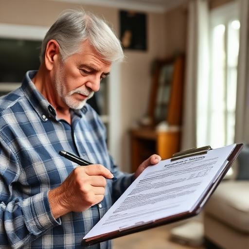 Atlanta homeowner filling out a water damage insurance claim form