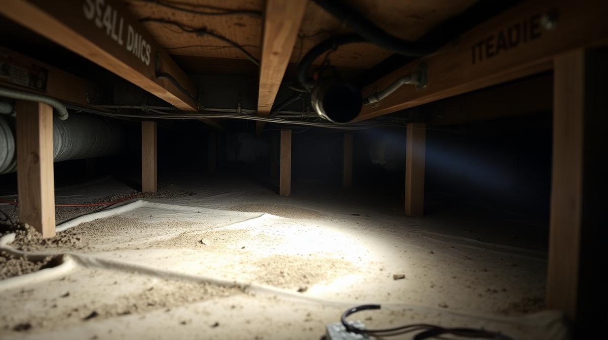 Mold growing on floor joists in Georgia crawl space inspection - EmesticaCure