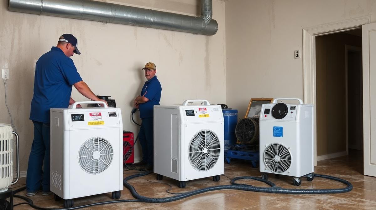 Industrial LGR dehumidifier drying water damaged room in Georgia - EmesticaCure